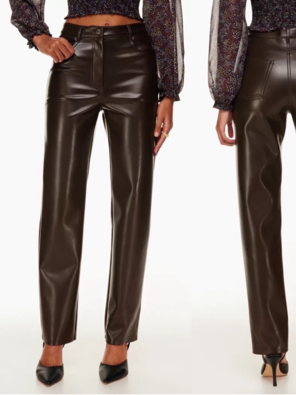 Aritzia Melina Leather pant - Dark Brown